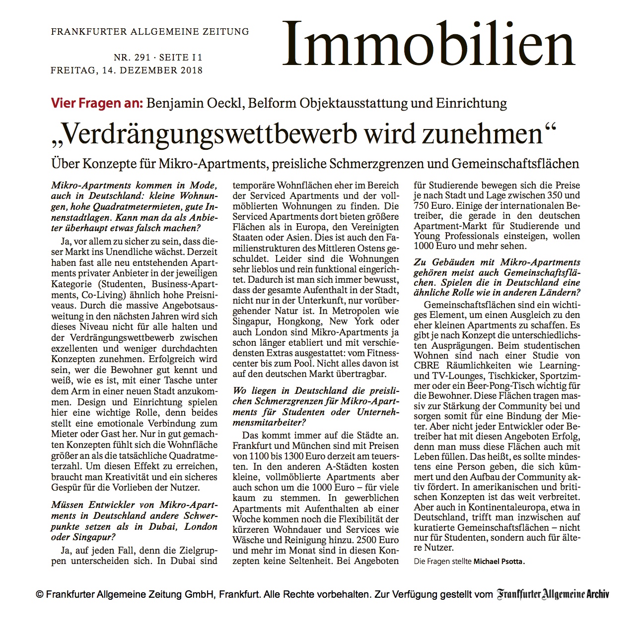BelForm in der FAZ